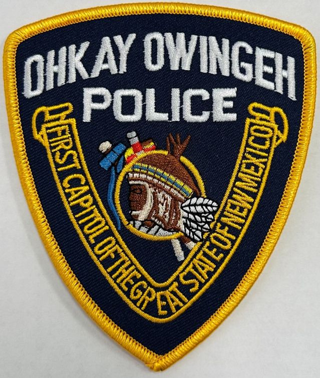 OHKAY OWINGEH NEW MEXICO POLICE NAVY SHOULDER PATCH - SEW ON.